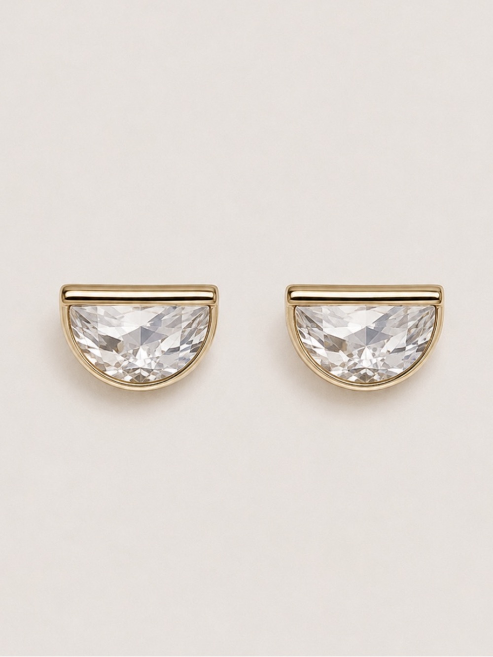 New! 18K Gold Plated Crescent Crystal Post Earrings NWOT